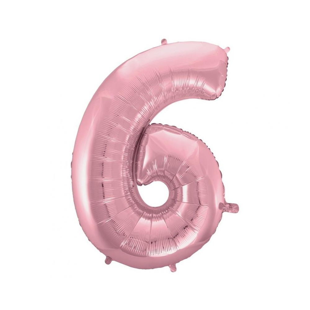 Number Light Pink, 6 Number Foil Balloon 92 cm