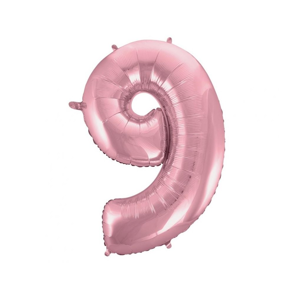 Number Light Pink, Number 9 Foil Balloon 92 cm