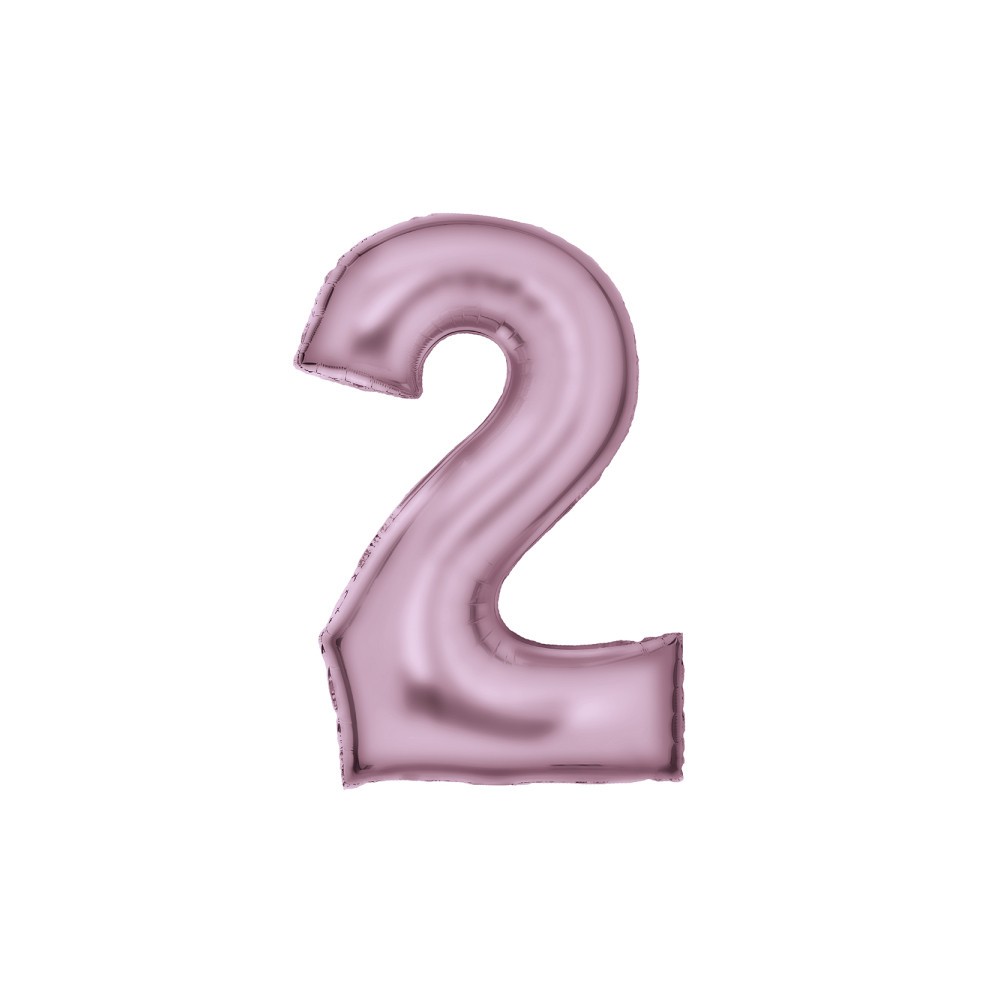 Number Lustre Pastel Pink, Pink Number 2 Foil Balloon 86 cm