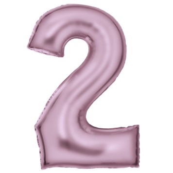 Number Lustre Pastel Pink, Pink Number 2 Foil Balloon 86 cm