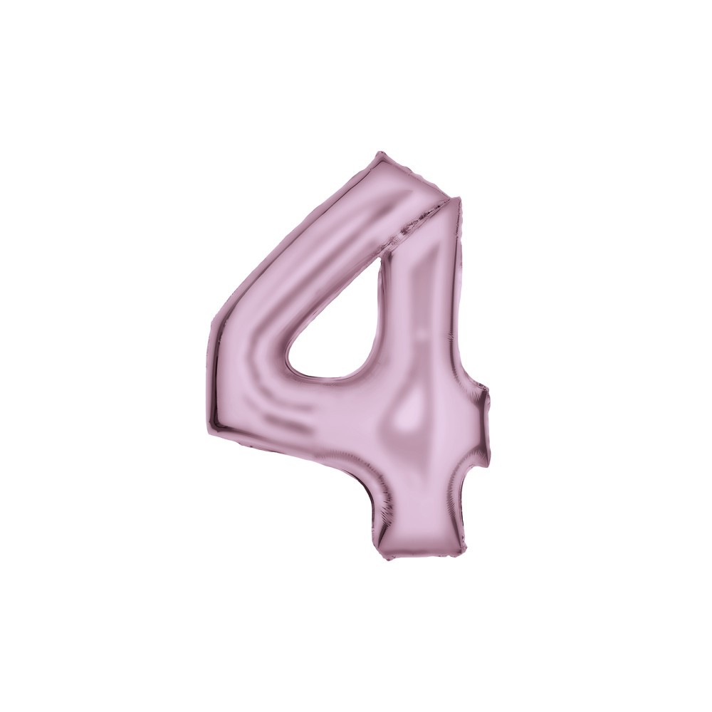 Number Lustre Pastel Pink, Pink Number 4 Foil Balloon 86 cm