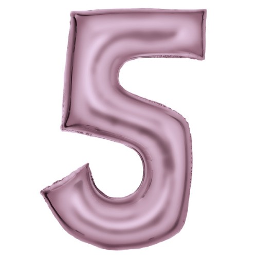 Number Lustre Pastel Pink, Pink Number 5 Foil Balloon 86 cm