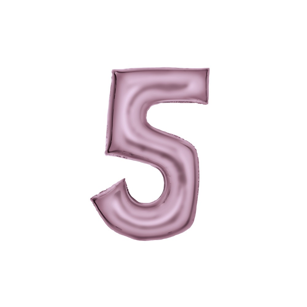 Number Lustre Pastel Pink, Pink Number 5 Foil Balloon 86 cm