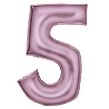 Number Lustre Pastel Pink, Pink Number 5 Foil Balloon 86 cm