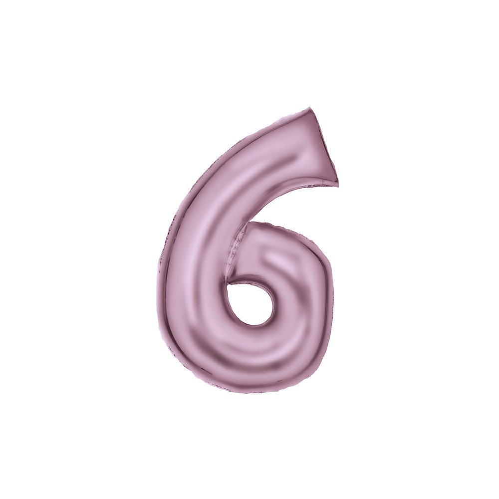 Number Lustre Pastel Pink, Pink number 6 foil balloon 86 cm
