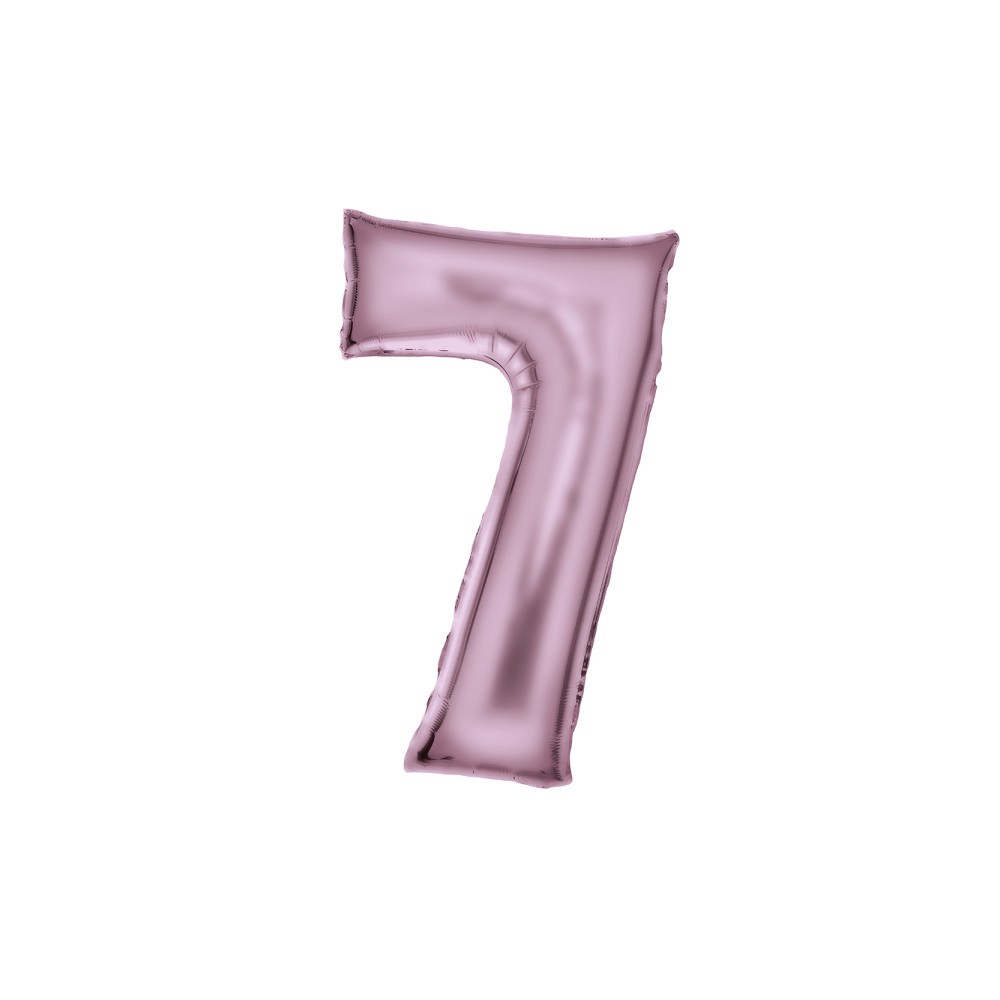 Number Lustre Pastel Pink, Pink Number 7 Foil Balloon 86 cm