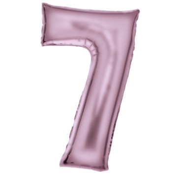 Number Lustre Pastel Pink, Pink Number 7 Foil Balloon 86 cm