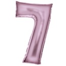 Number Lustre Pastel Pink, Pink Number 7 Foil Balloon 86 cm