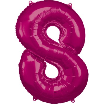 Number Pink giant number foil balloon 8, 83*53 cm