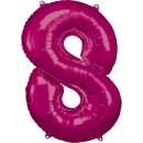 Number Pink giant number foil balloon 8, 83*53 cm