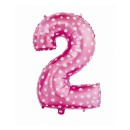 Number Pink with Hearts, Pink Number 2 Foil Balloon 61 cm
