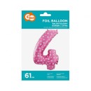Number Pink with Hearts, Pink Number 4 Foil Balloon 61 cm