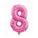 Number Pink with Hearts Pink number 8 foil balloon 61 cm