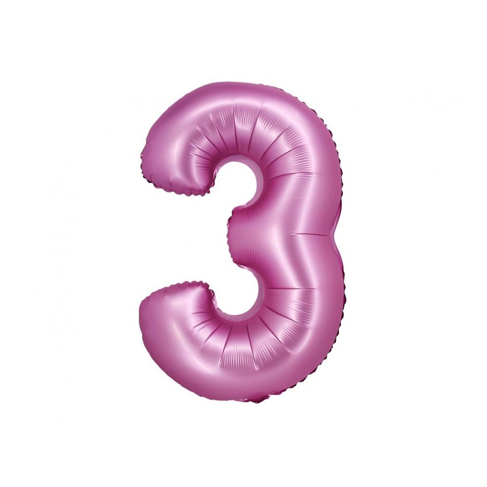 Number Satin Pink Pink Number 3 Foil Balloon 76 cm
