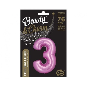 Number Satin Pink Pink Number 3 Foil Balloon 76 cm