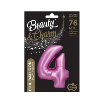 Number Satin Pink, Pink Number 4 Foil Balloon 76 cm