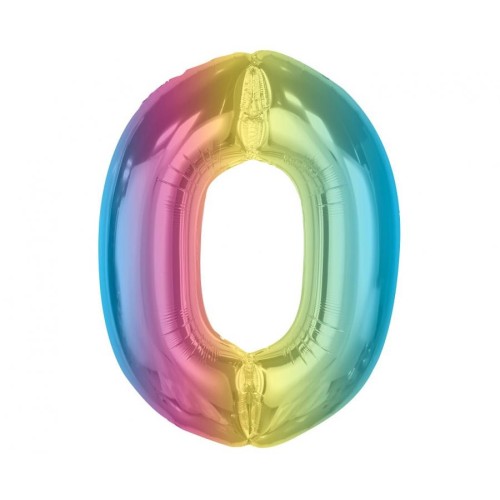 Number Rainbow Colorful number 0 foil balloon 92 cm