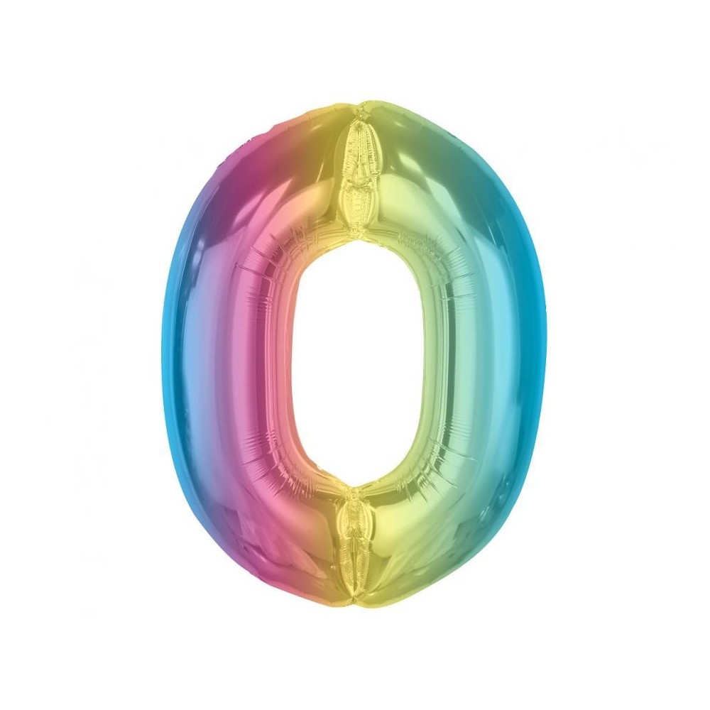 Number Rainbow Colorful number 0 foil balloon 92 cm