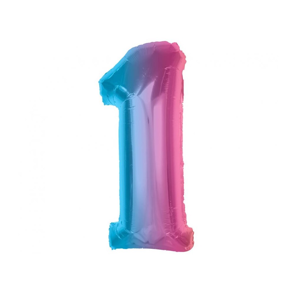 Number Rainbow Colored number 1 foil balloon 92 cm