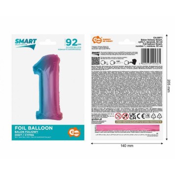 Number Rainbow Colored number 1 foil balloon 92 cm