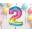 Number Rainbow Colorful Number 2 Foil Balloon 92 cm