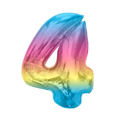 Number Rainbow Colorful Number 4 Foil Balloon 92 cm