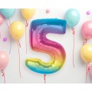 Number Rainbow Colorful number 5 foil balloon 92 cm