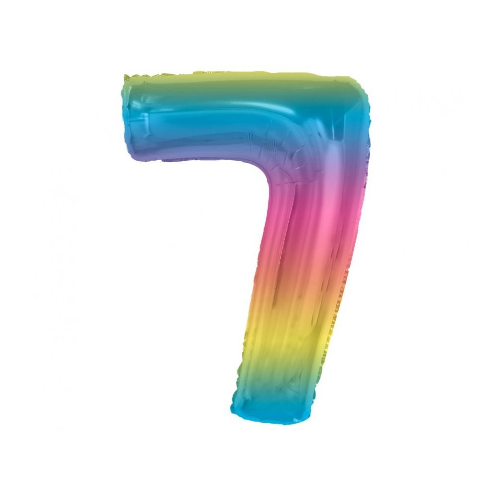 Number Rainbow Colorful Number 7 Foil Balloon 92 cm
