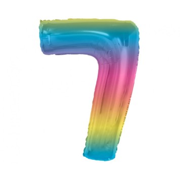 Number Rainbow Colorful Number 7 Foil Balloon 92 cm