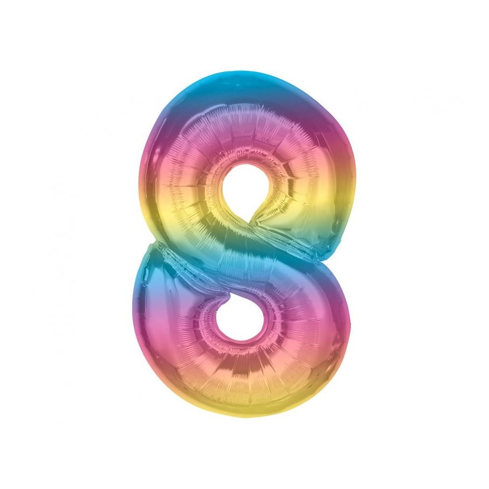Number Rainbow Colorful number 8 foil balloon 92 cm