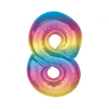 Number Rainbow Colorful number 8 foil balloon 92 cm