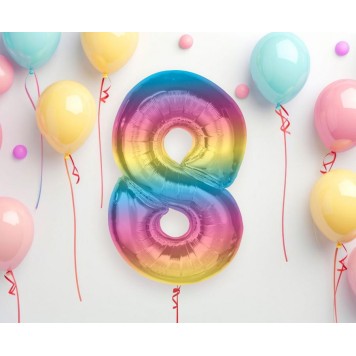 Number Rainbow Colorful number 8 foil balloon 92 cm