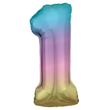Number Pastel Rainbow giant number foil balloon 1, 83 cm