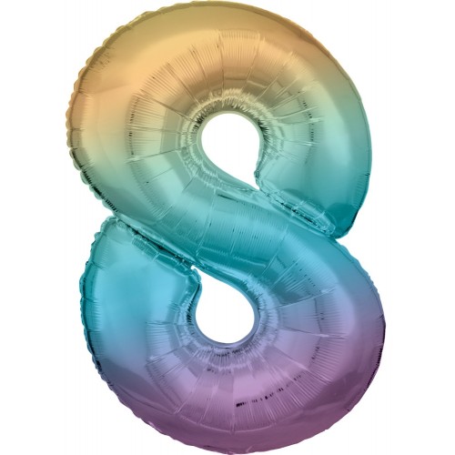 Number Pastel Rainbow giant number foil balloon 8, 83 cm