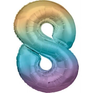 Number Pastel Rainbow giant number foil balloon 8, 83 cm