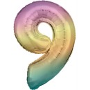 Number Pastel Rainbow giant number foil balloon 9, 83 cm