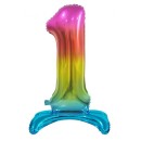 Number Rainbow Colorful number 1 foil balloon with base 74 cm