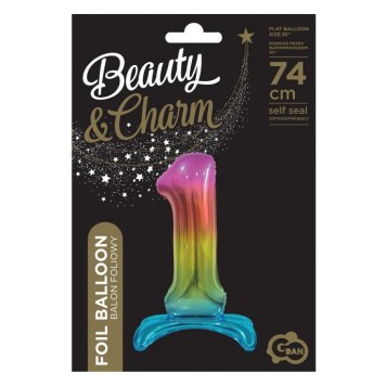 Number Rainbow Colorful number 1 foil balloon with base 74 cm