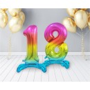 Number Rainbow Colorful number 1 foil balloon with base 74 cm