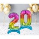 Number Rainbow Colorful number 2 foil balloon with base 74 cm