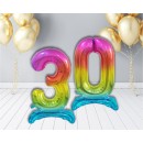 Number Rainbow Colorful Number 3 Foil Balloon with Base 74 cm