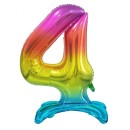 Number Rainbow Colorful Number 4 Foil Balloon with Base 74 cm