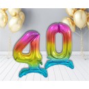 Number Rainbow Colorful Number 4 Foil Balloon with Base 74 cm