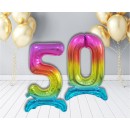 Number Rainbow Colorful number 5 foil balloon with base 74 cm