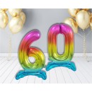 Number Rainbow Colorful number 6 foil balloon with base 74 cm
