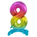 Number Rainbow Colorful number 8 foil balloon with stand 74 cm