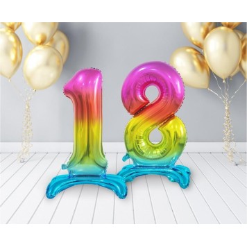 Number Rainbow Colorful number 8 foil balloon with stand 74 cm