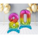 Number Rainbow Colorful number 8 foil balloon with stand 74 cm