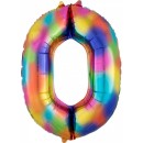 Number Rainbow giant number foil balloon number 0, 88x63 cm