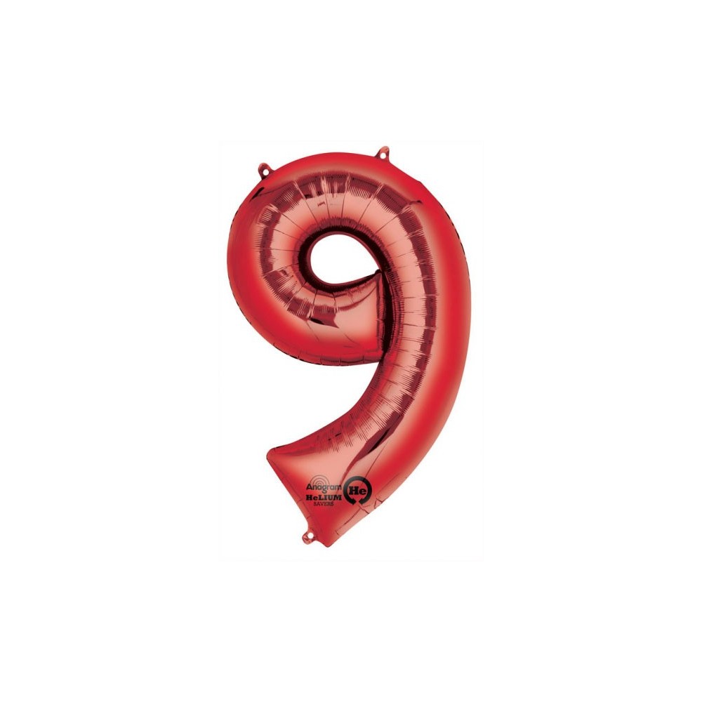 Number Giant Number 9 Red Foil Balloon 86*55 cm